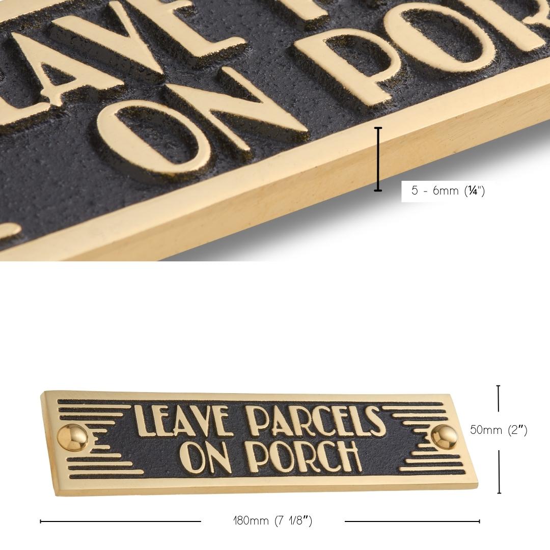 Art Deco 'Leave parcels on Porch' Door Sign