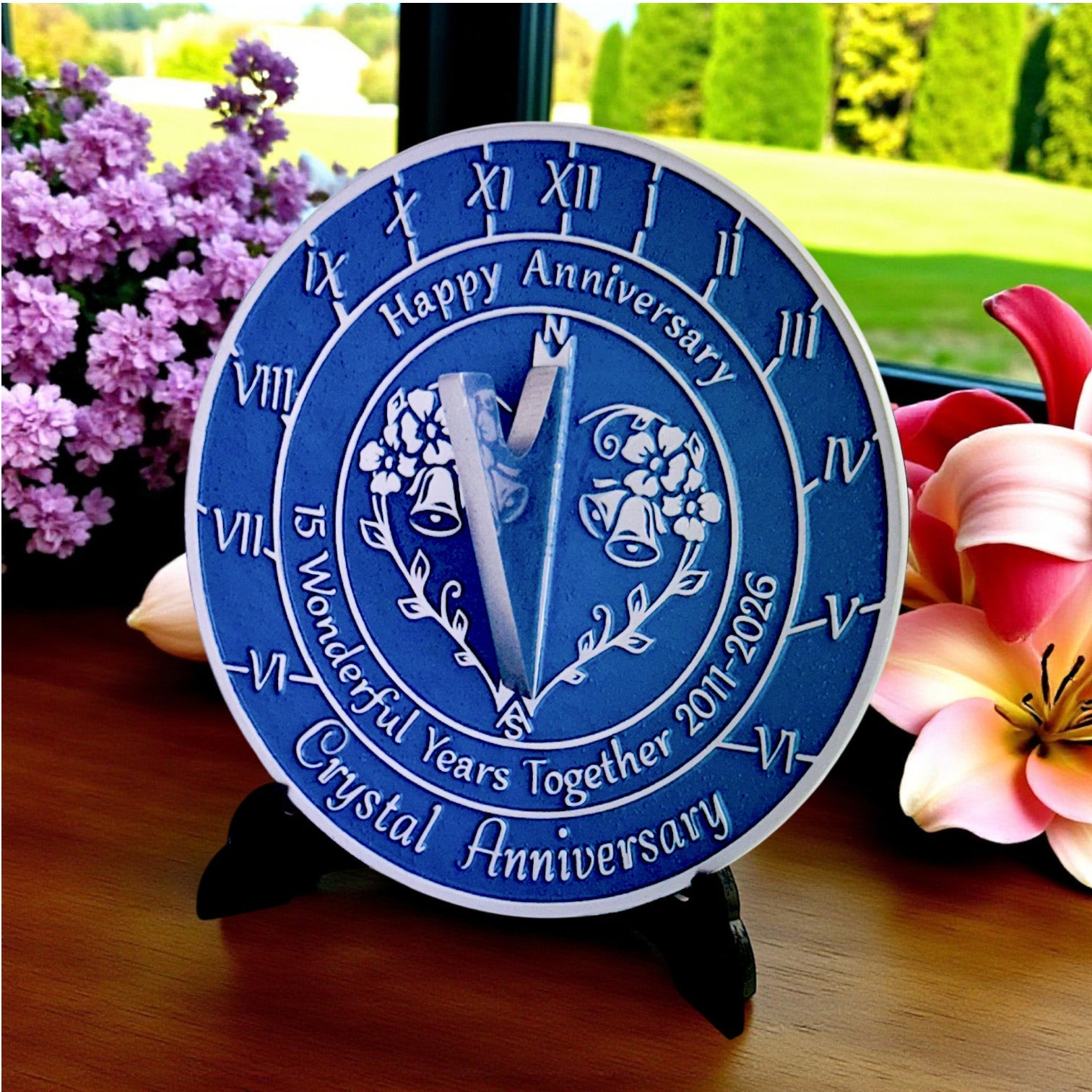 Crystal 15th Anniversary Sundial- Wedding Anniversary Gift – The