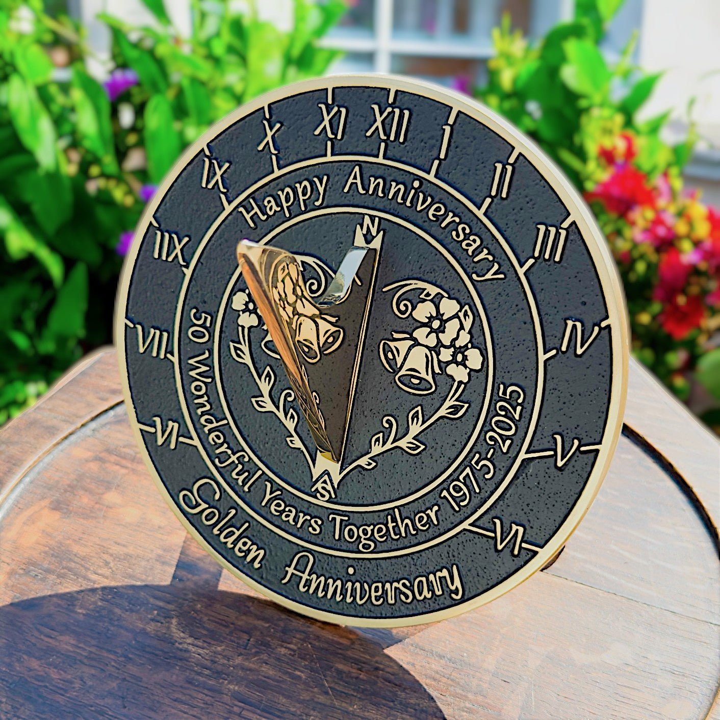 Golden 50th Anniversary Sundial- Wedding Anniversary Gifts – The