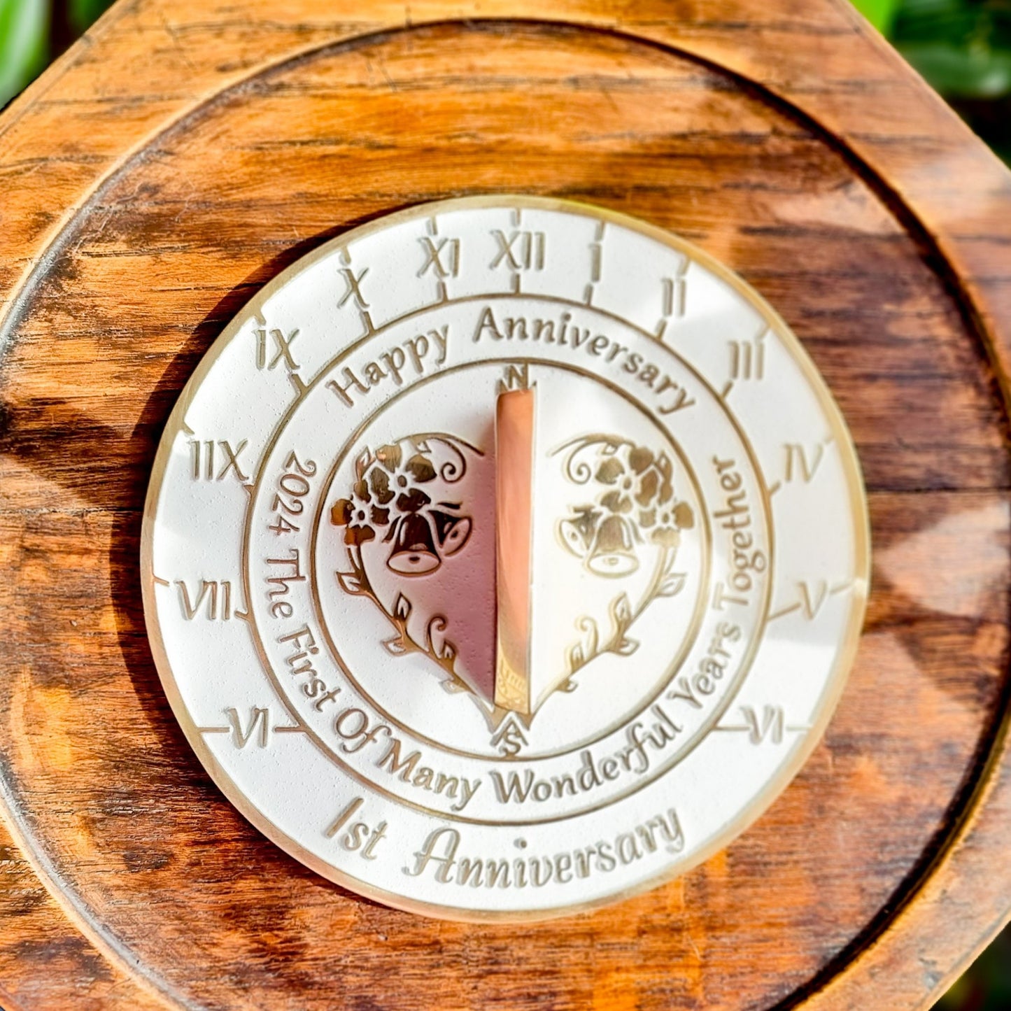 1st Wedding Anniversary Sundial Gift - The Metal Foundry