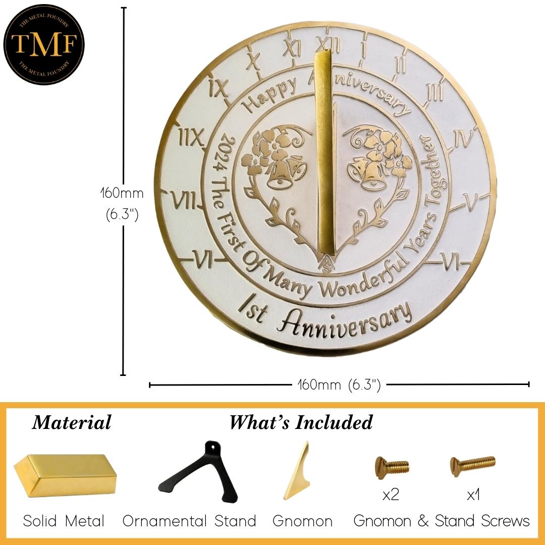 1st Wedding Anniversary Sundial Gift - The Metal Foundry