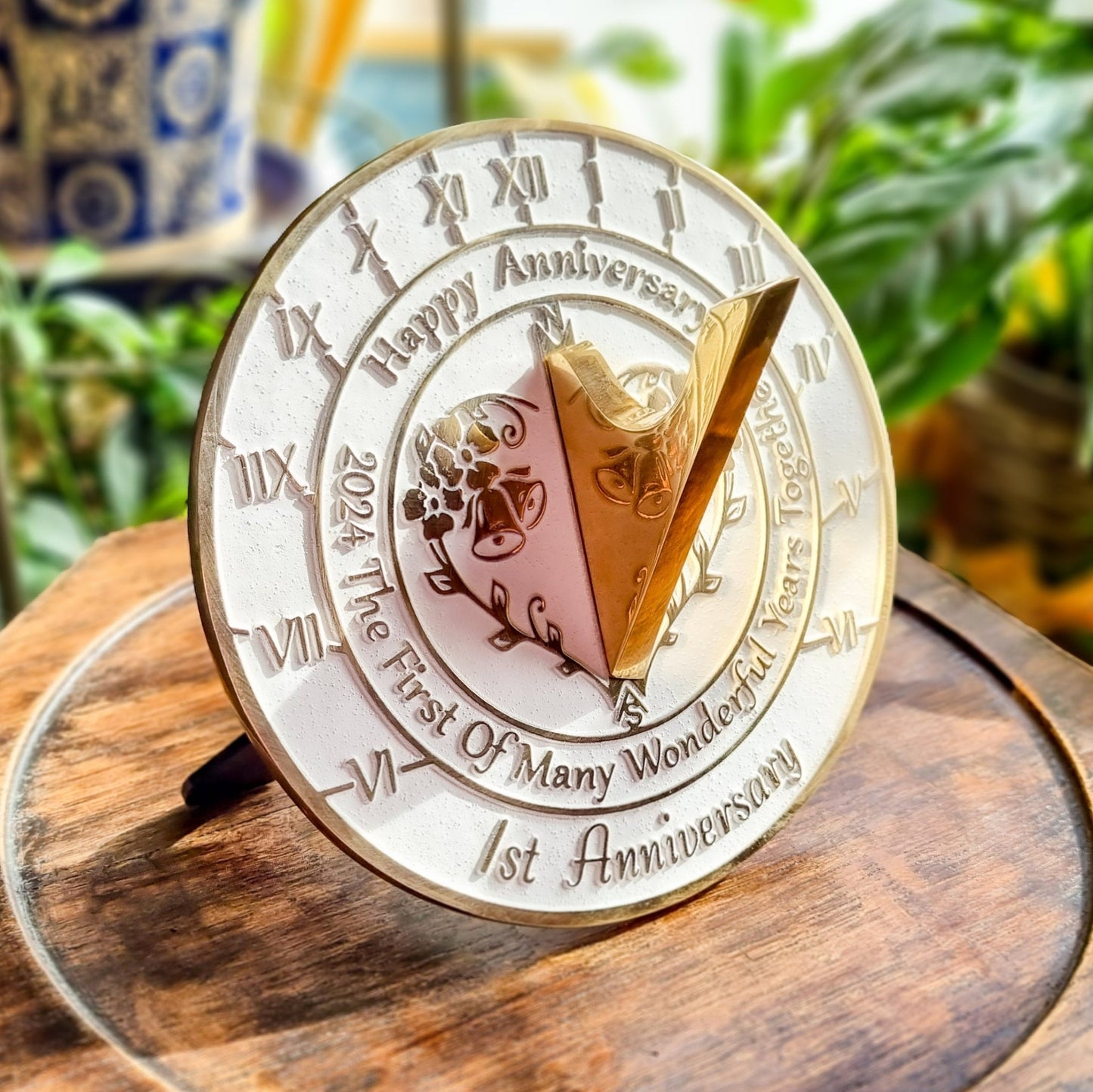1st Wedding Anniversary Sundial Gift - The Metal Foundry