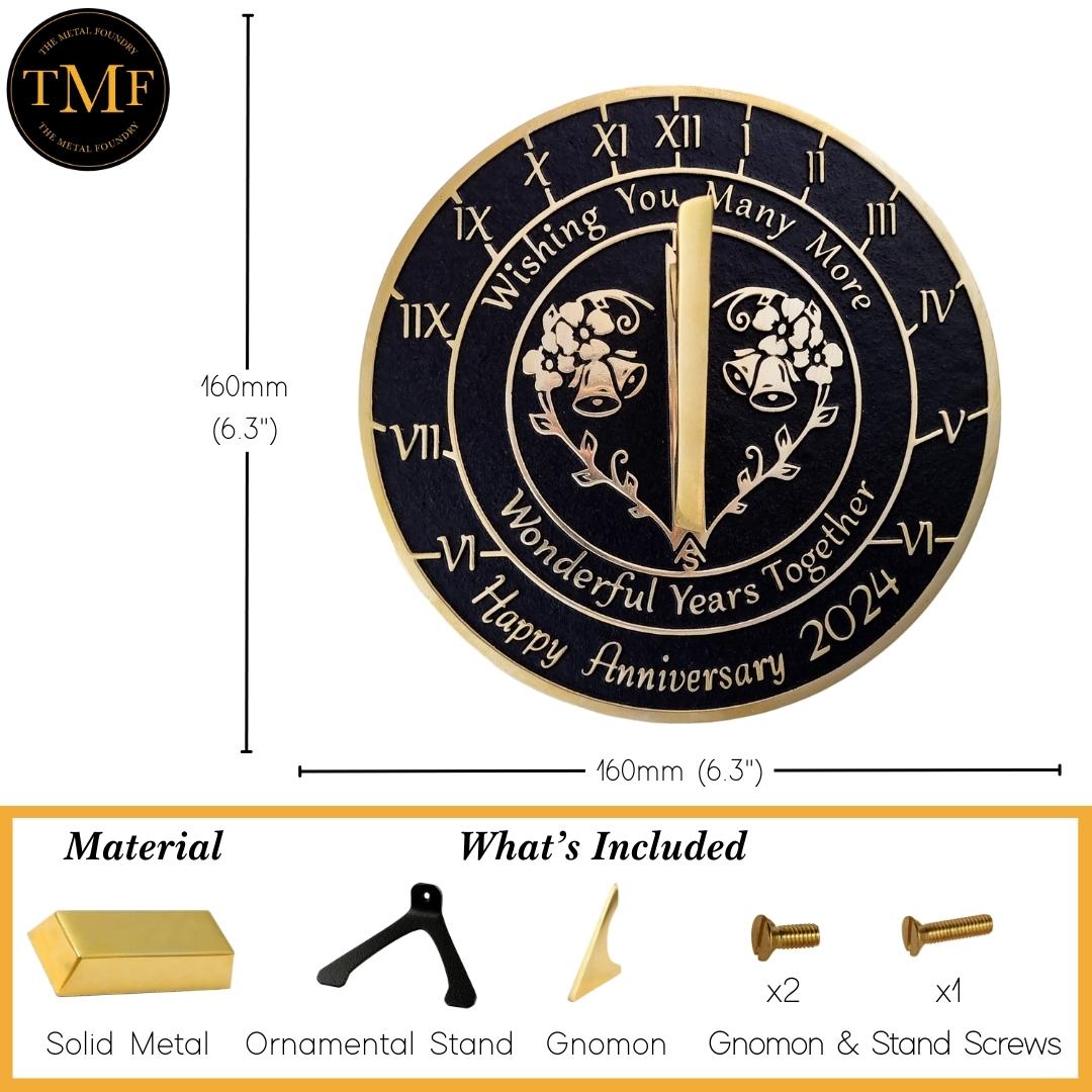 Anniversary Sundial Gift ‘Wonderful Years Together’ - The Metal Foundry