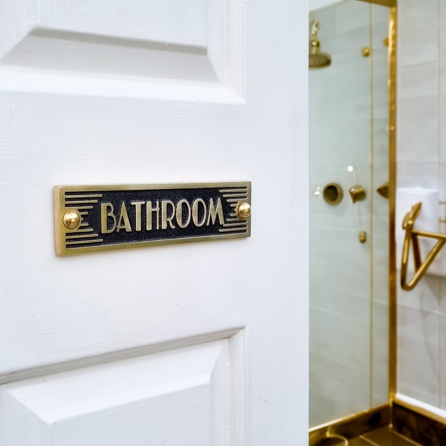 Art Deco 'Bathroom' Sign - The Metal Foundry