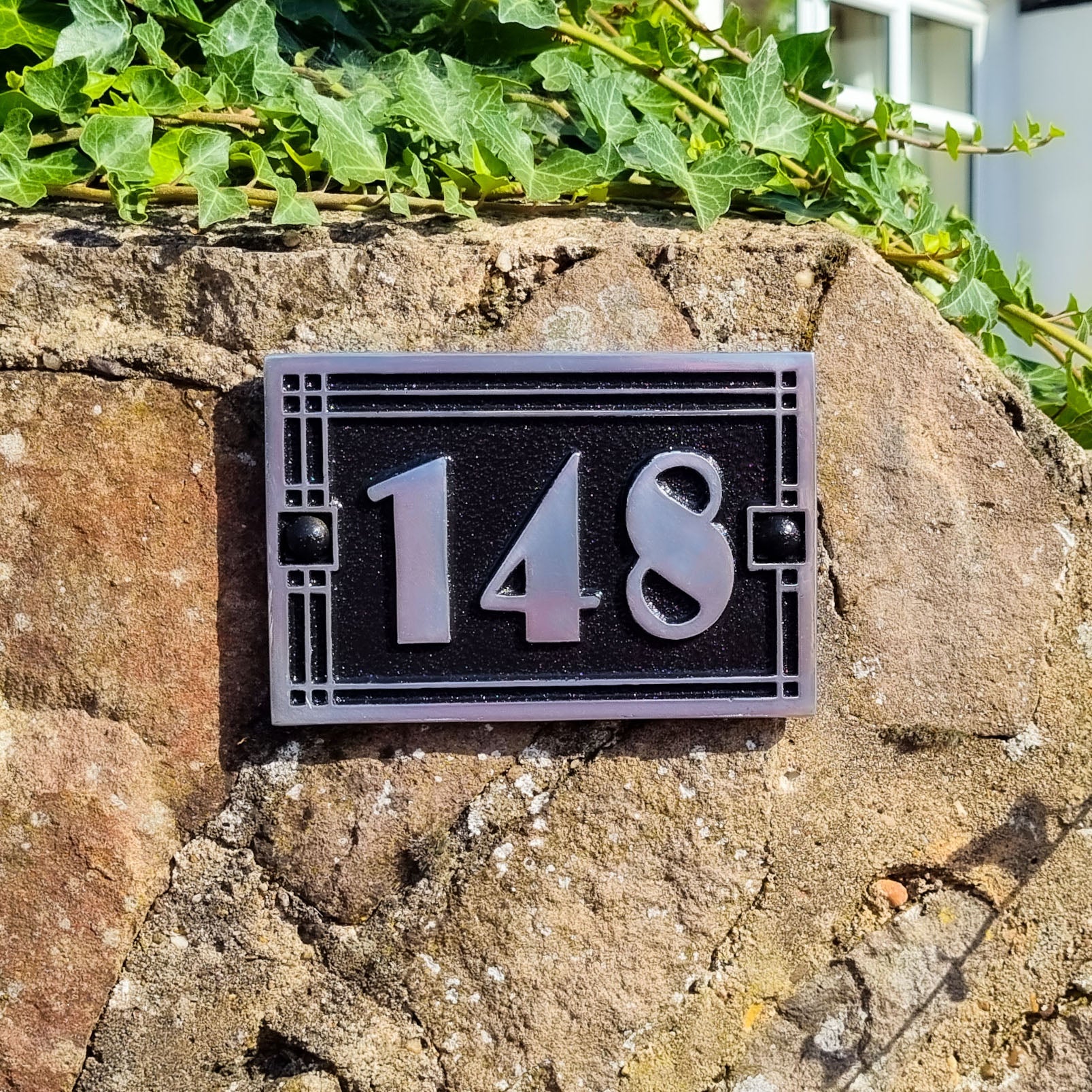 Linear Art Deco House Number Sign Small Art Deco Signs The