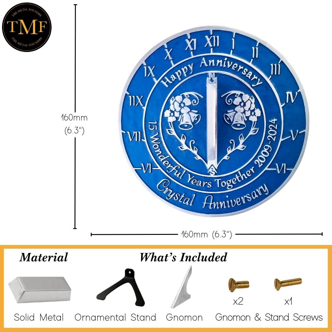 Crystal 15th Anniversary Sundial Gift - The Metal Foundry