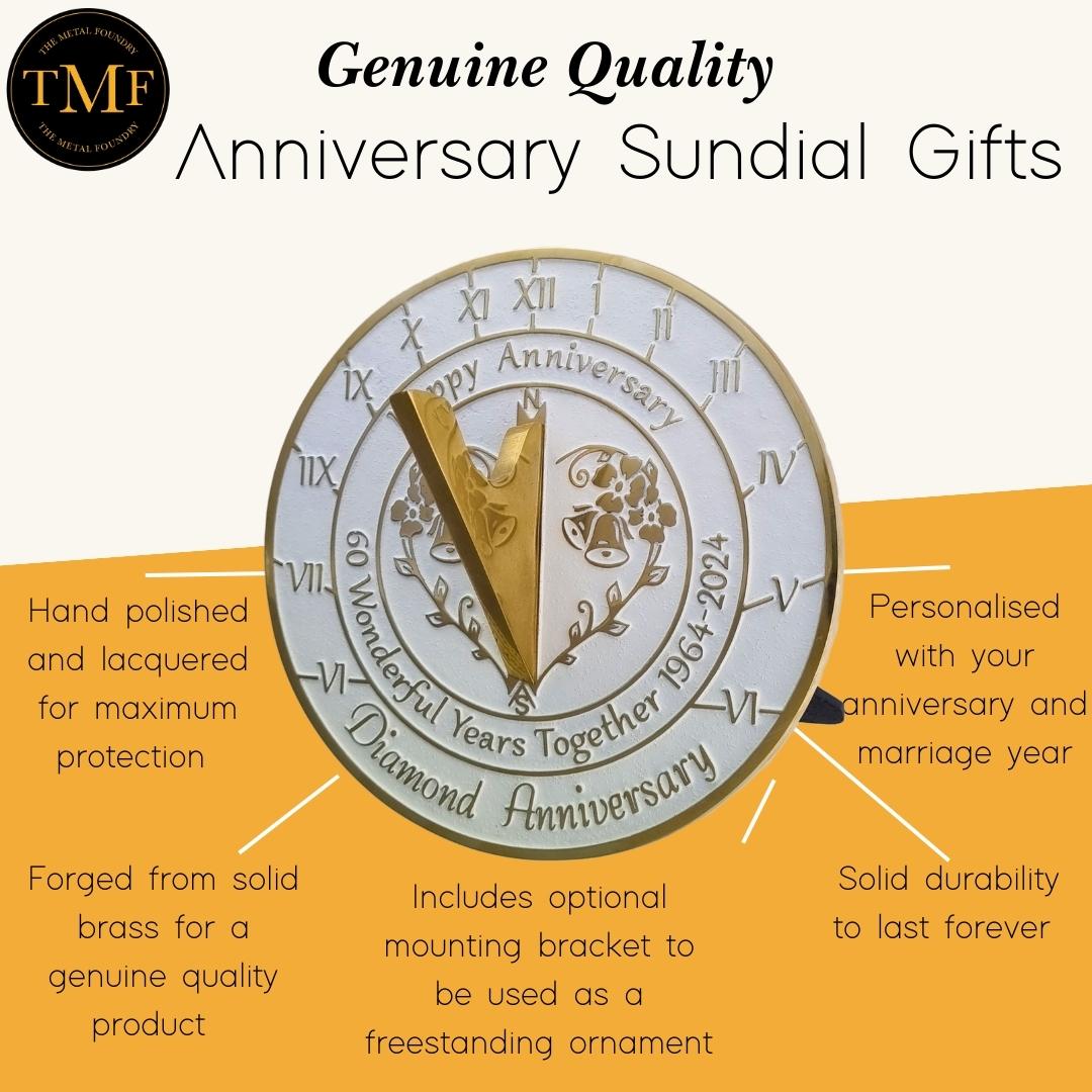 Diamond 60th Anniversary Sundial Gift - The Metal Foundry