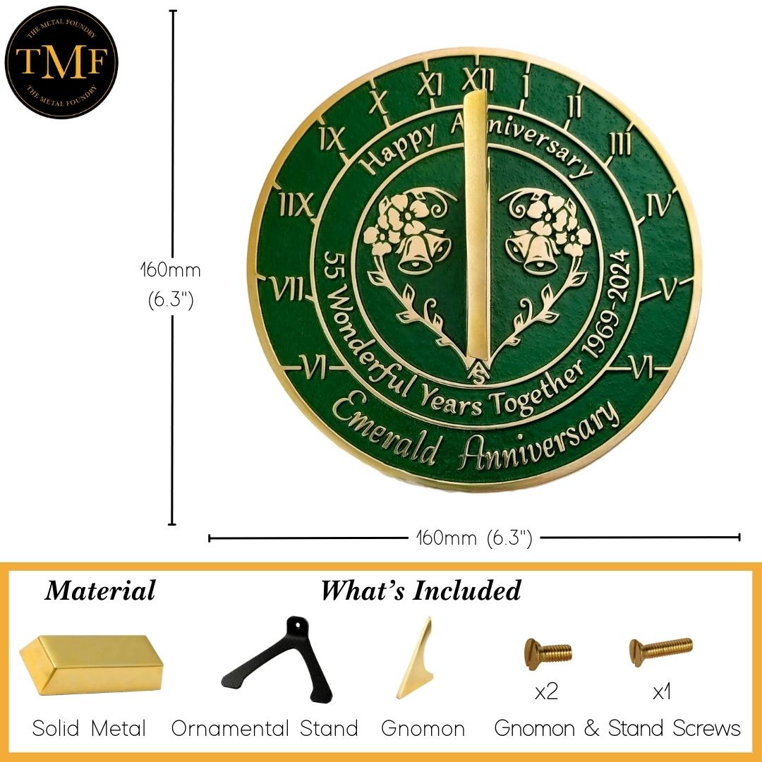 Emerald 55th Anniversary Sundial Gift - The Metal Foundry
