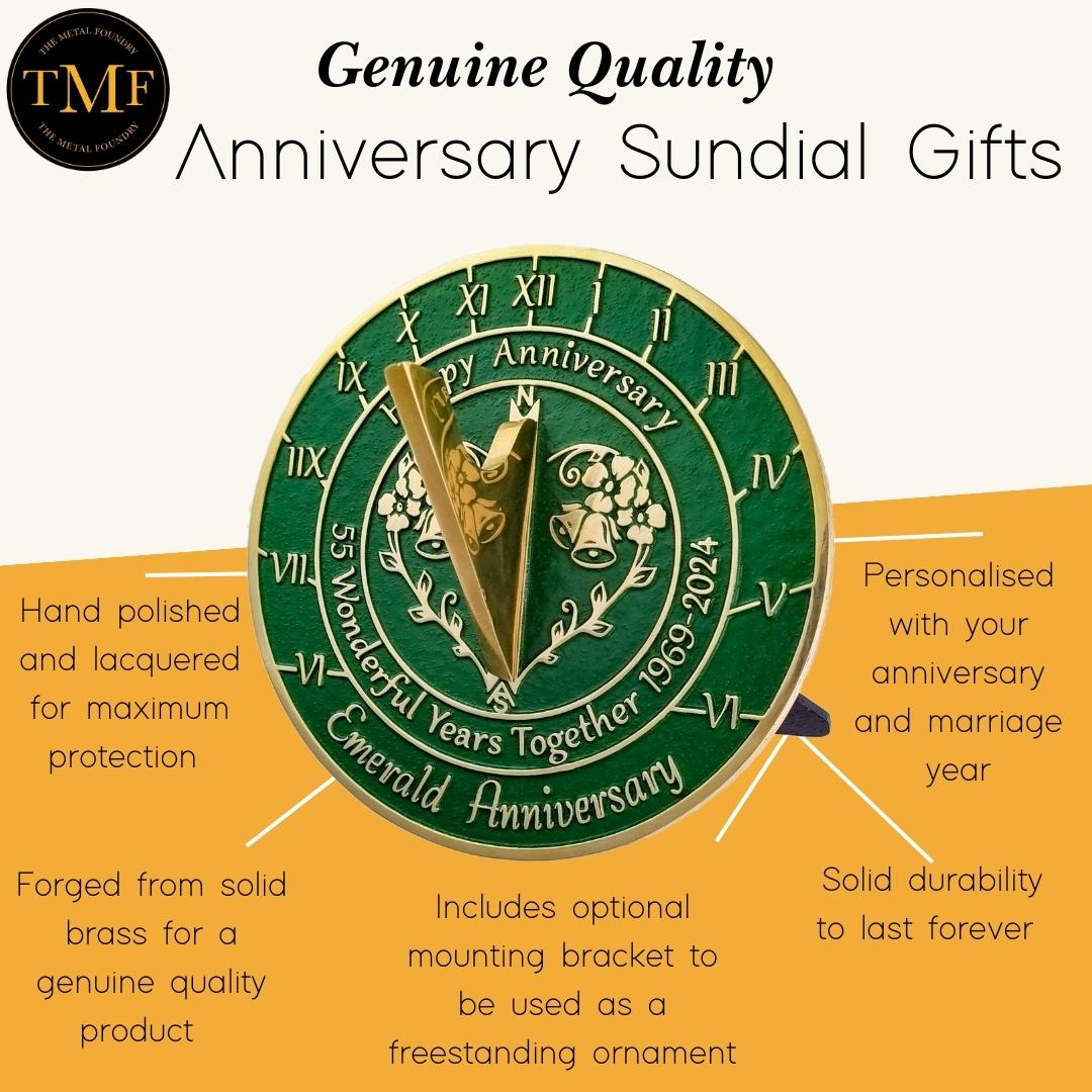 Emerald 55th Anniversary Sundial Gift - The Metal Foundry