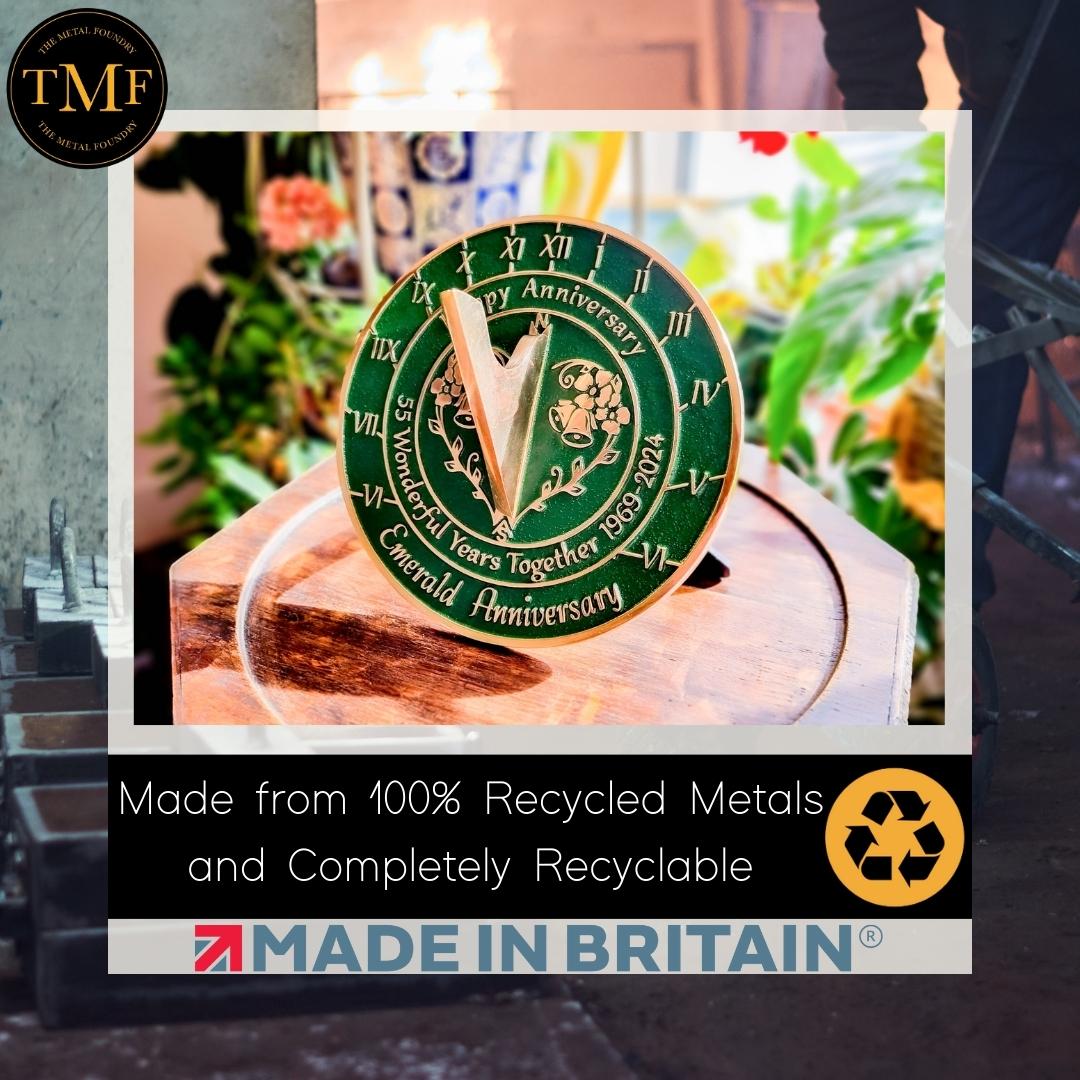 Emerald 55th Anniversary Sundial Gift - The Metal Foundry