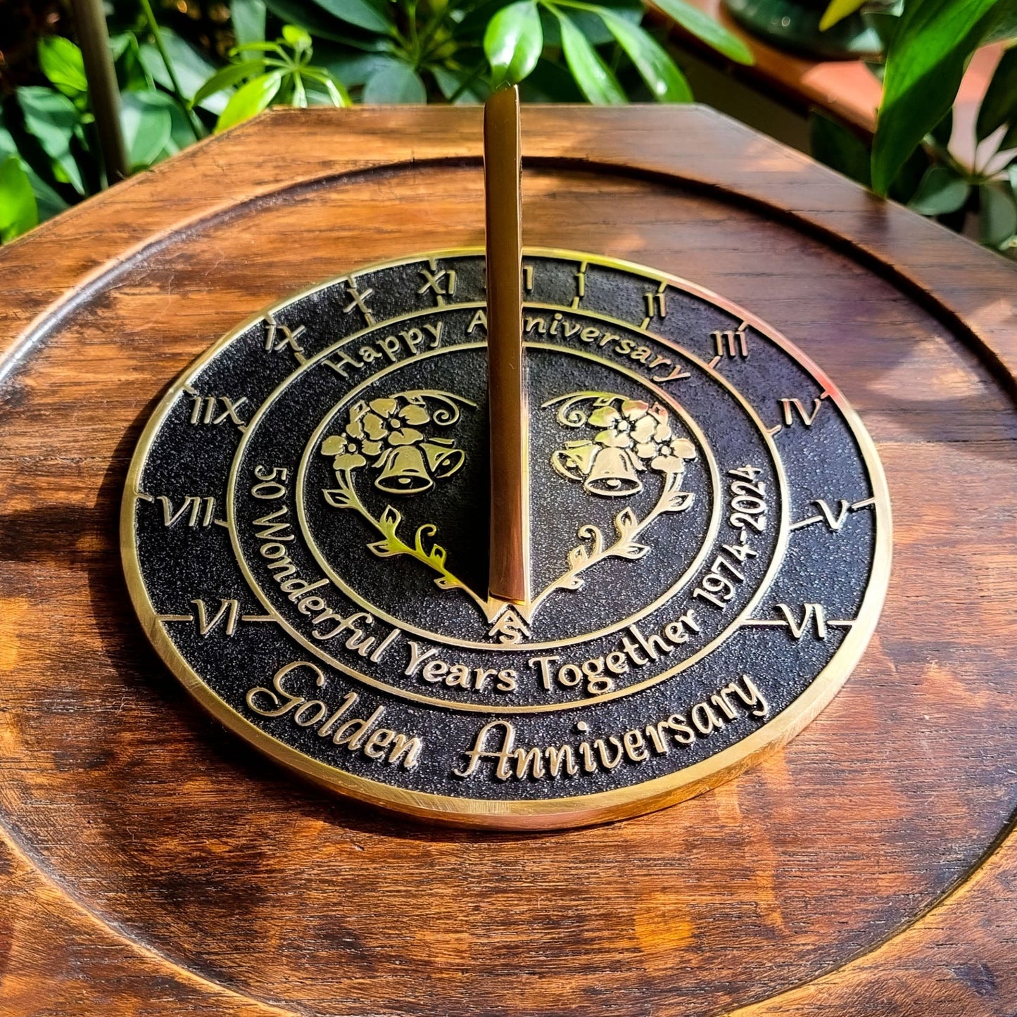 Golden 50th Anniversary Sundial Gift - The Metal Foundry