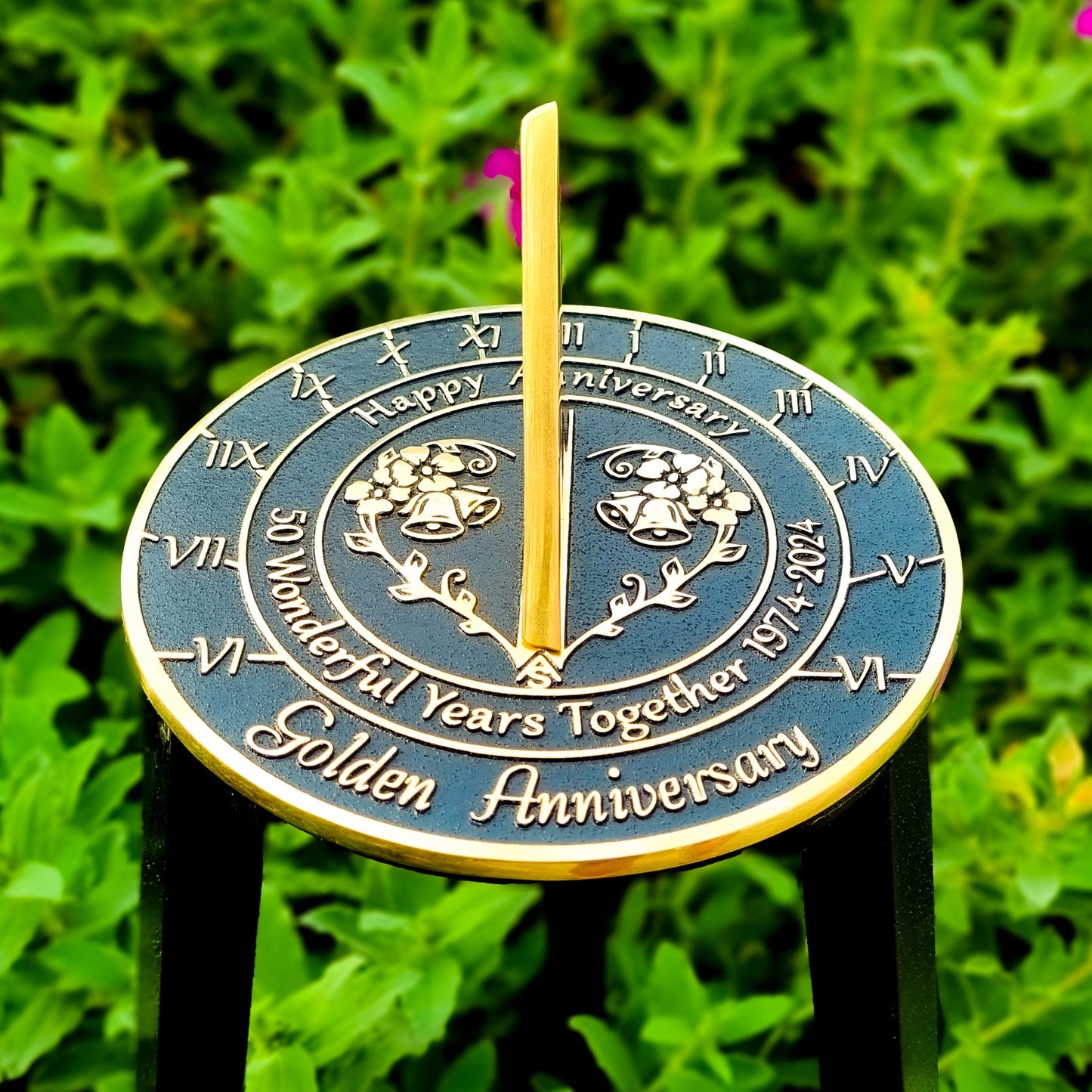 Golden 50th Anniversary Sundial Gift - The Metal Foundry