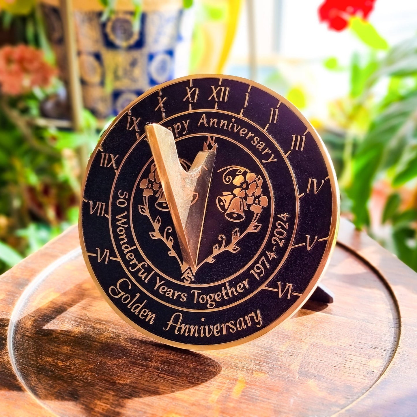 Golden 50th Anniversary Sundial Gift - The Metal Foundry