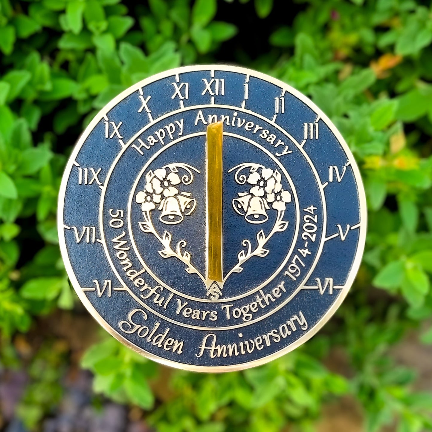 Golden 50th Anniversary Sundial Gift - The Metal Foundry