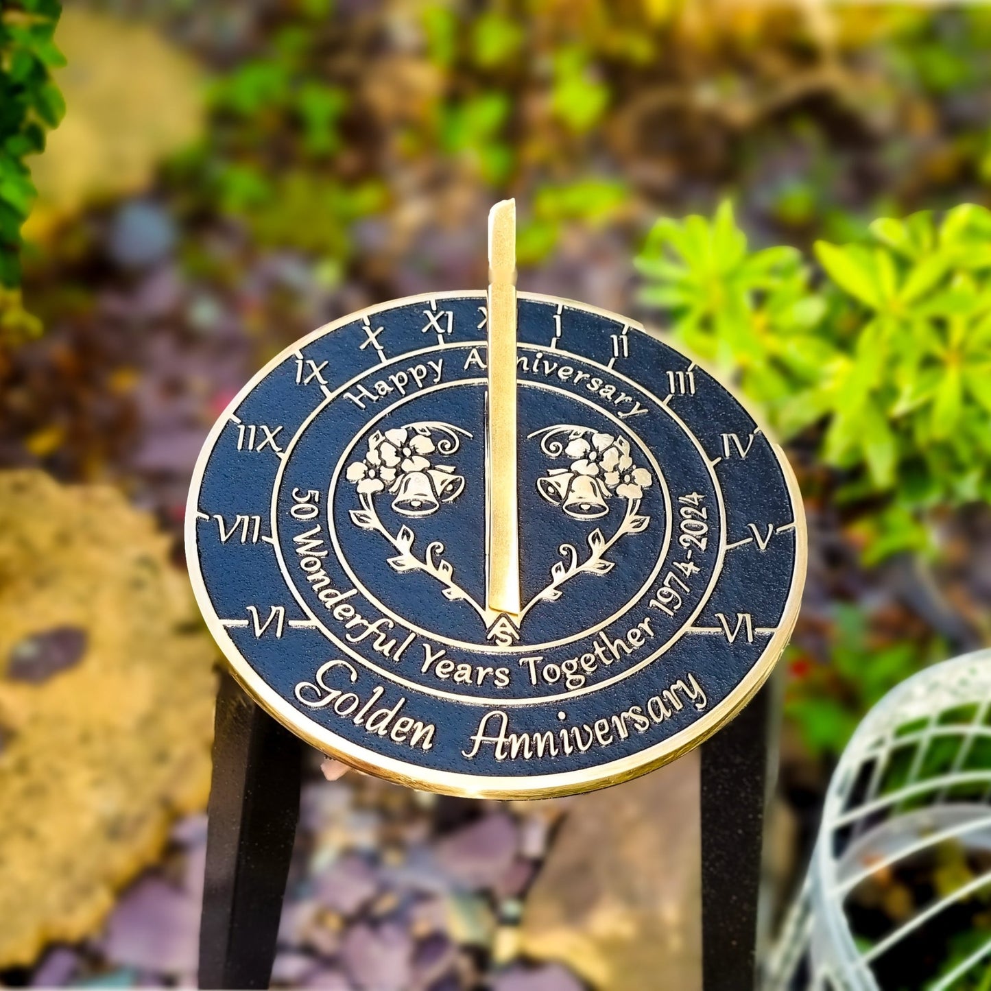 Golden 50th Anniversary Sundial Gift - The Metal Foundry