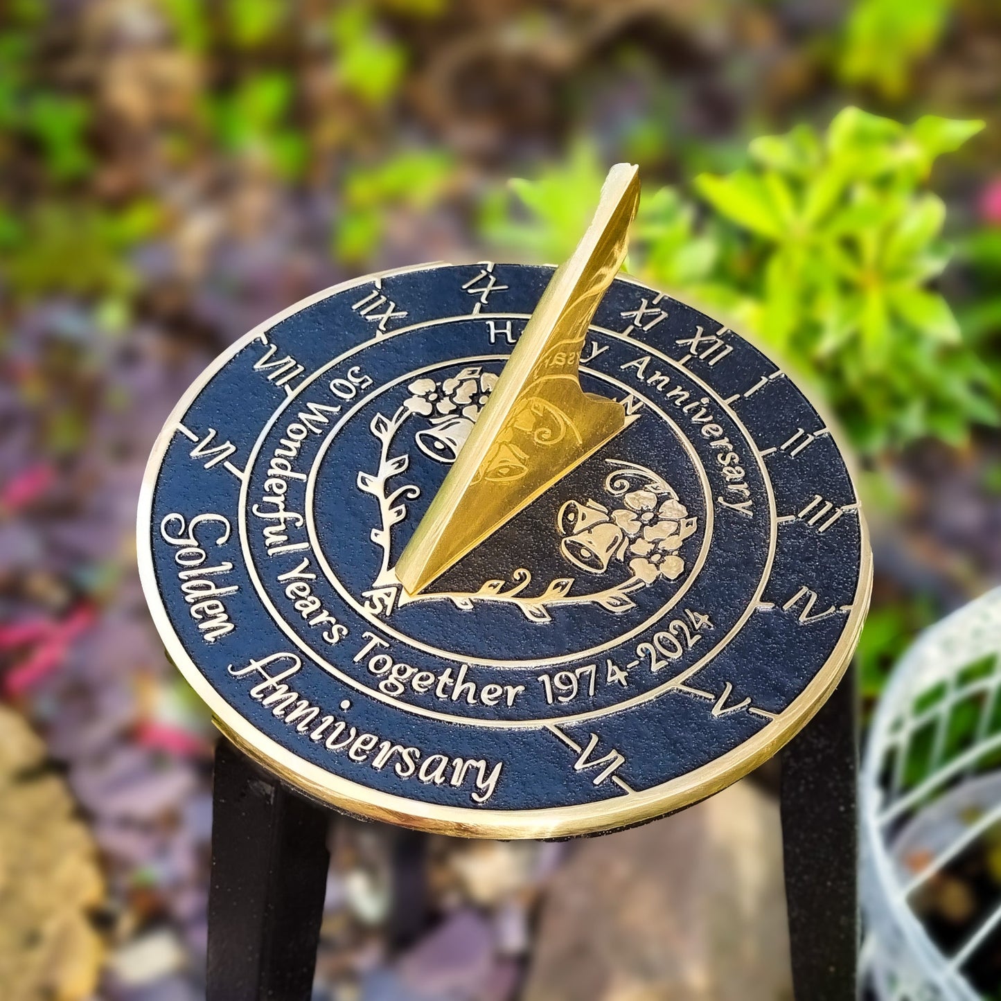 Golden 50th Anniversary Sundial Gift - The Metal Foundry