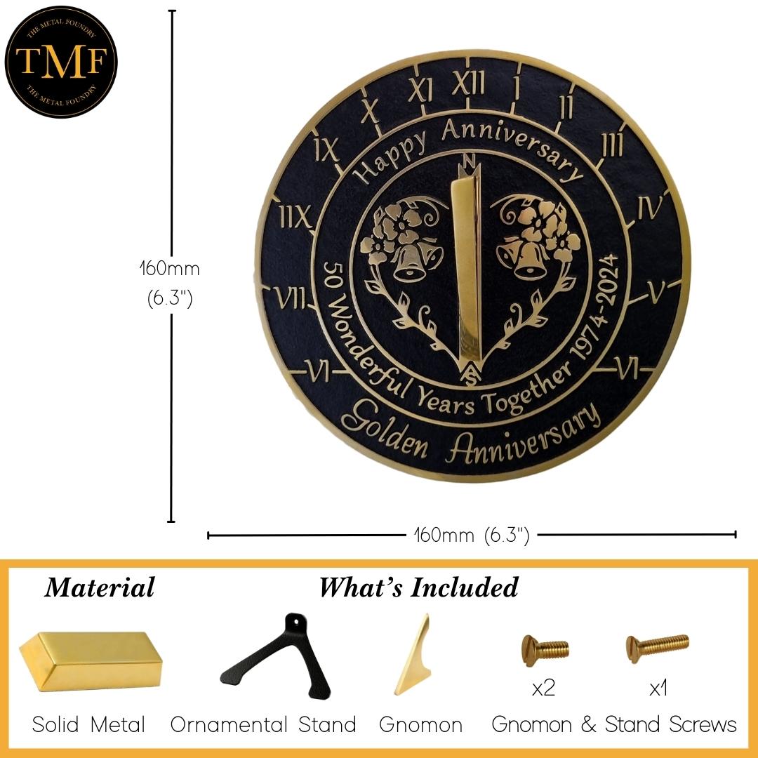 Golden 50th Anniversary Sundial Gift - The Metal Foundry