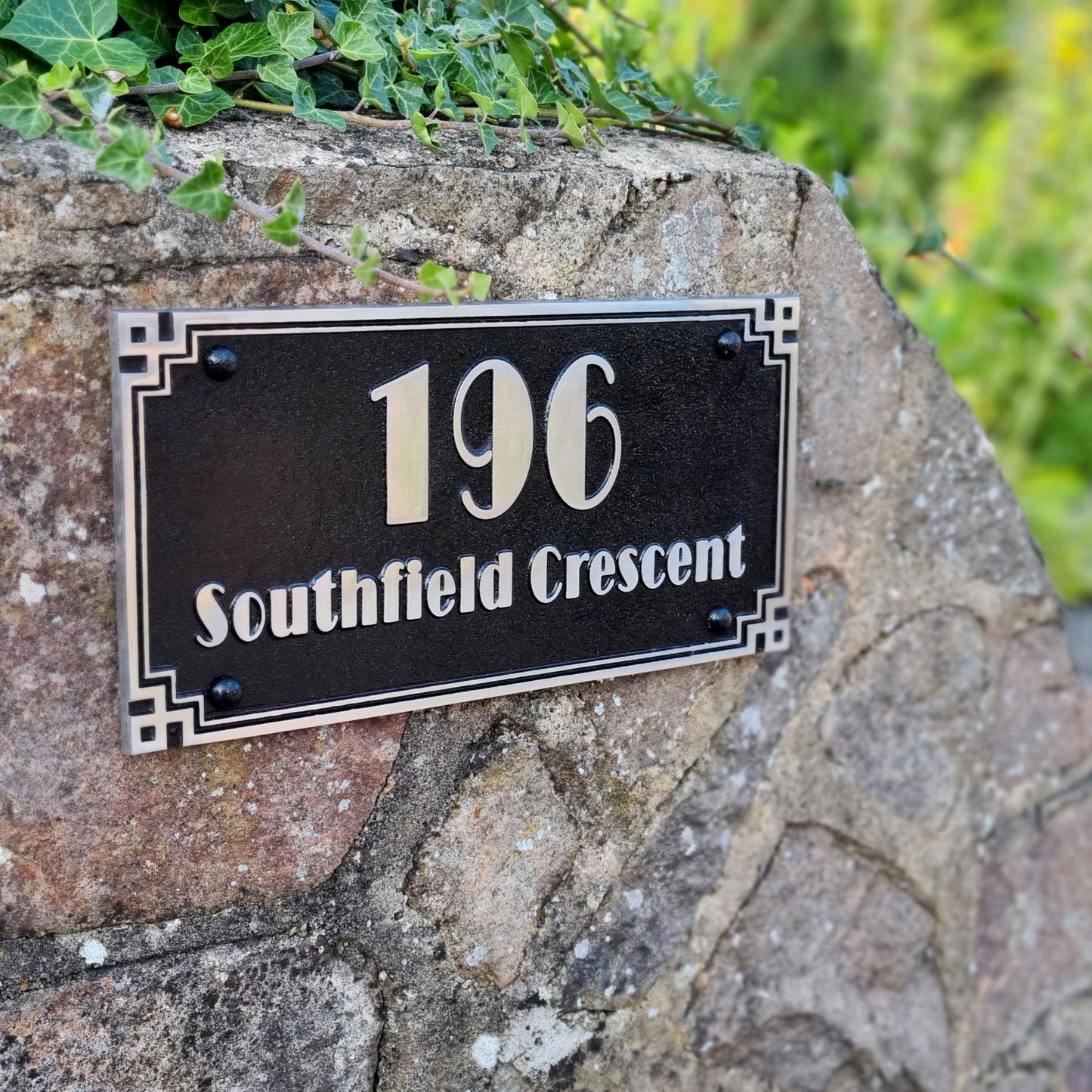 Large Cubic Art Deco Street & Number Sign - The Metal Foundry