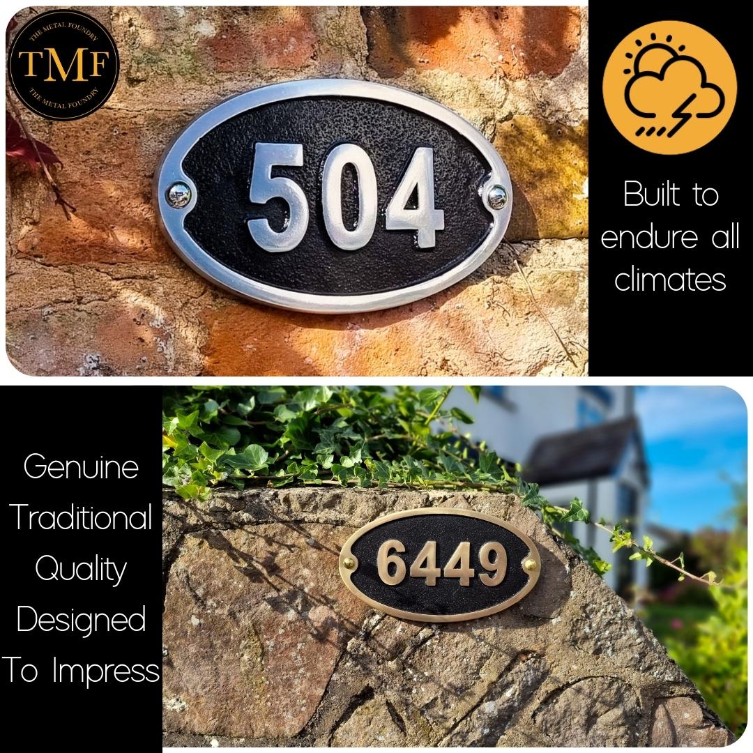 Medium Oval Traditional House Number Sign - The Metal Foundry