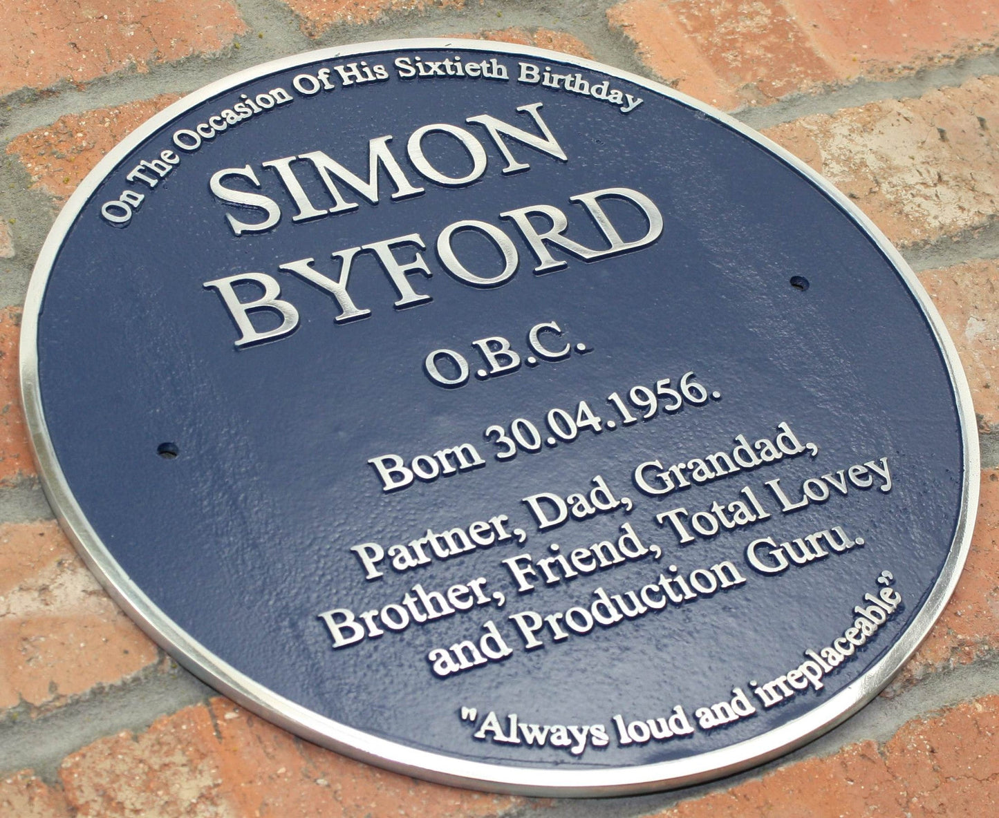 Personalised Blue Plaque 300mm (12") - The Metal Foundry