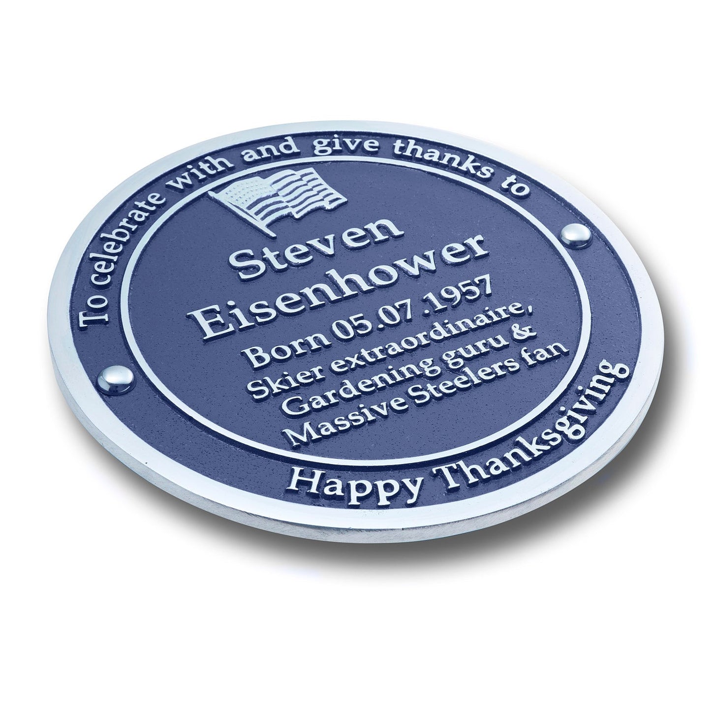 Personalised Blue Plaque 300mm (12") - The Metal Foundry