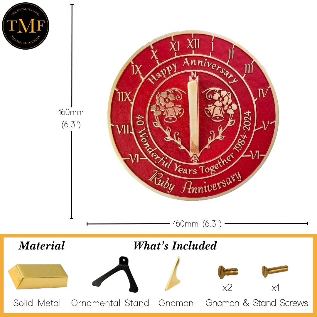 Ruby 40th Anniversary Sundial Gift - The Metal Foundry