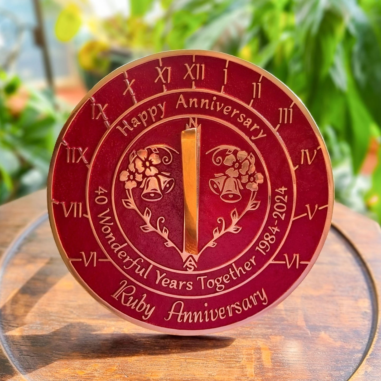 Ruby 40th Anniversary Sundial Gift - The Metal Foundry