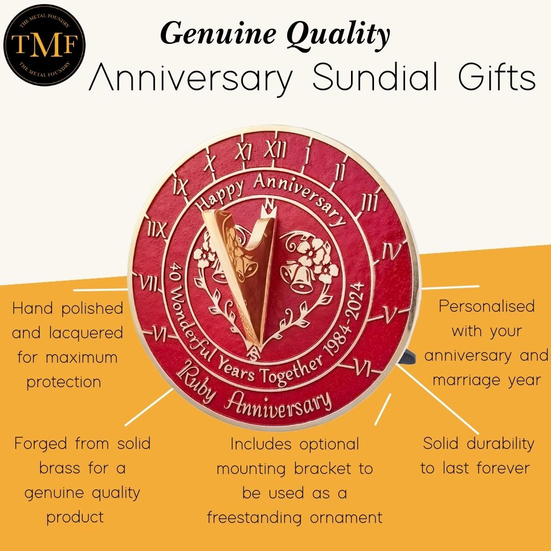 Ruby 40th Anniversary Sundial Gift - The Metal Foundry