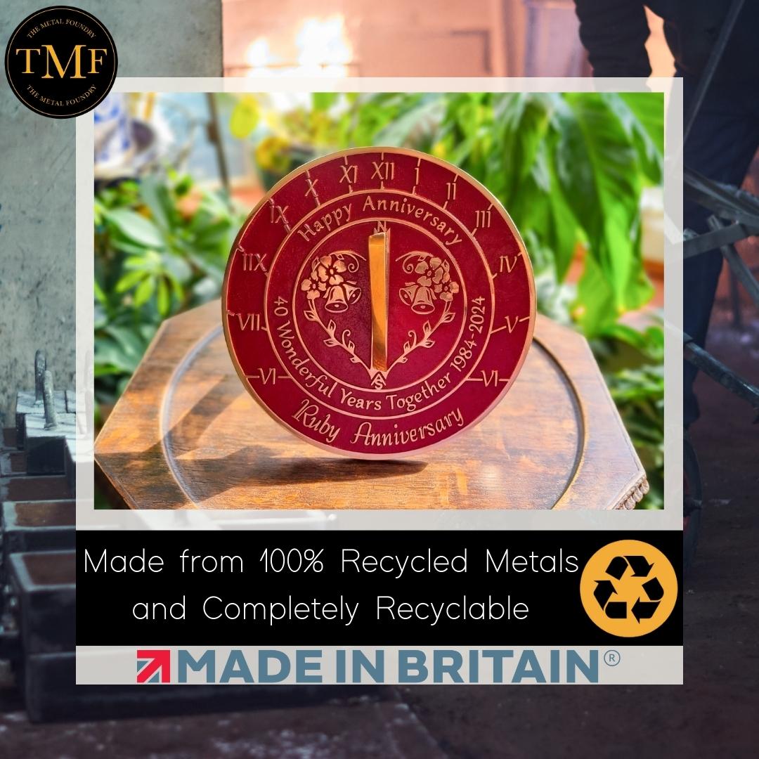 Ruby 40th Anniversary Sundial Gift - The Metal Foundry