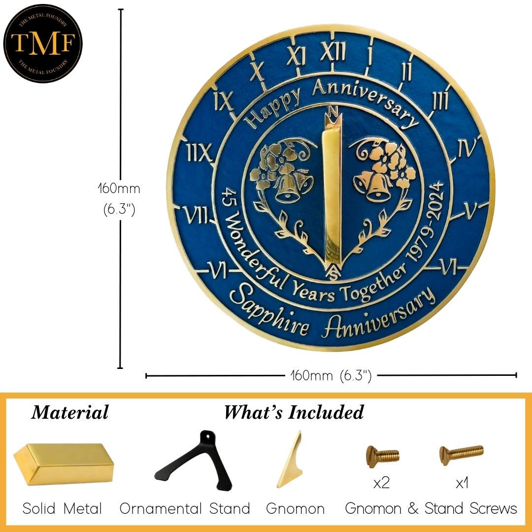 Sapphire 45th Anniversary Sundial Gift - The Metal Foundry