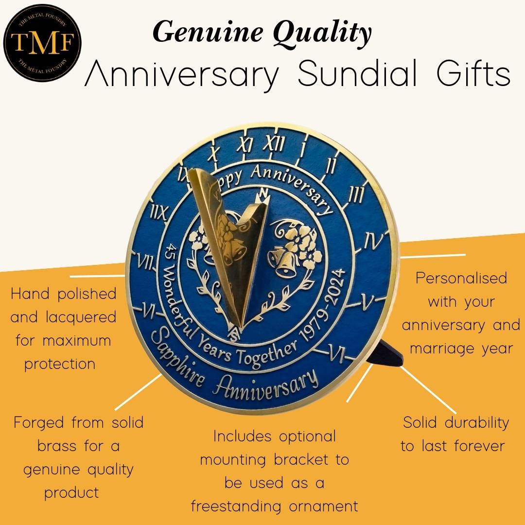 Sapphire 45th Anniversary Sundial Gift - The Metal Foundry