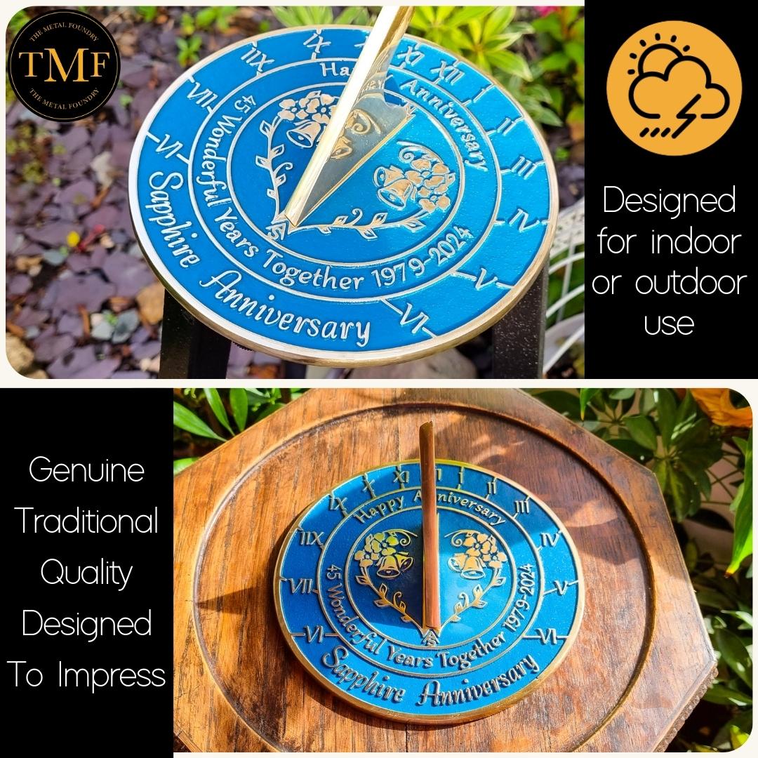 Sapphire 45th Anniversary Sundial Gift - The Metal Foundry