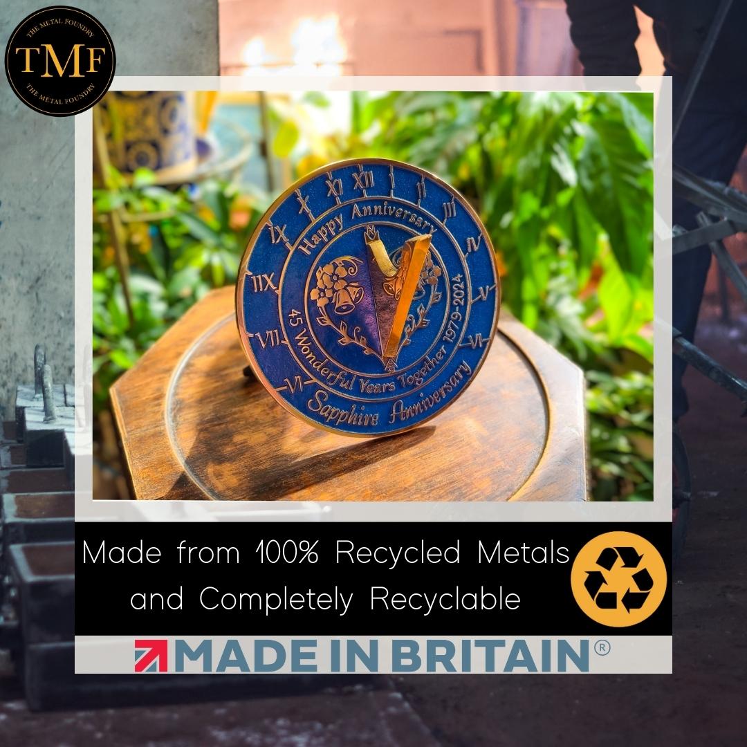 Sapphire 45th Anniversary Sundial Gift - The Metal Foundry
