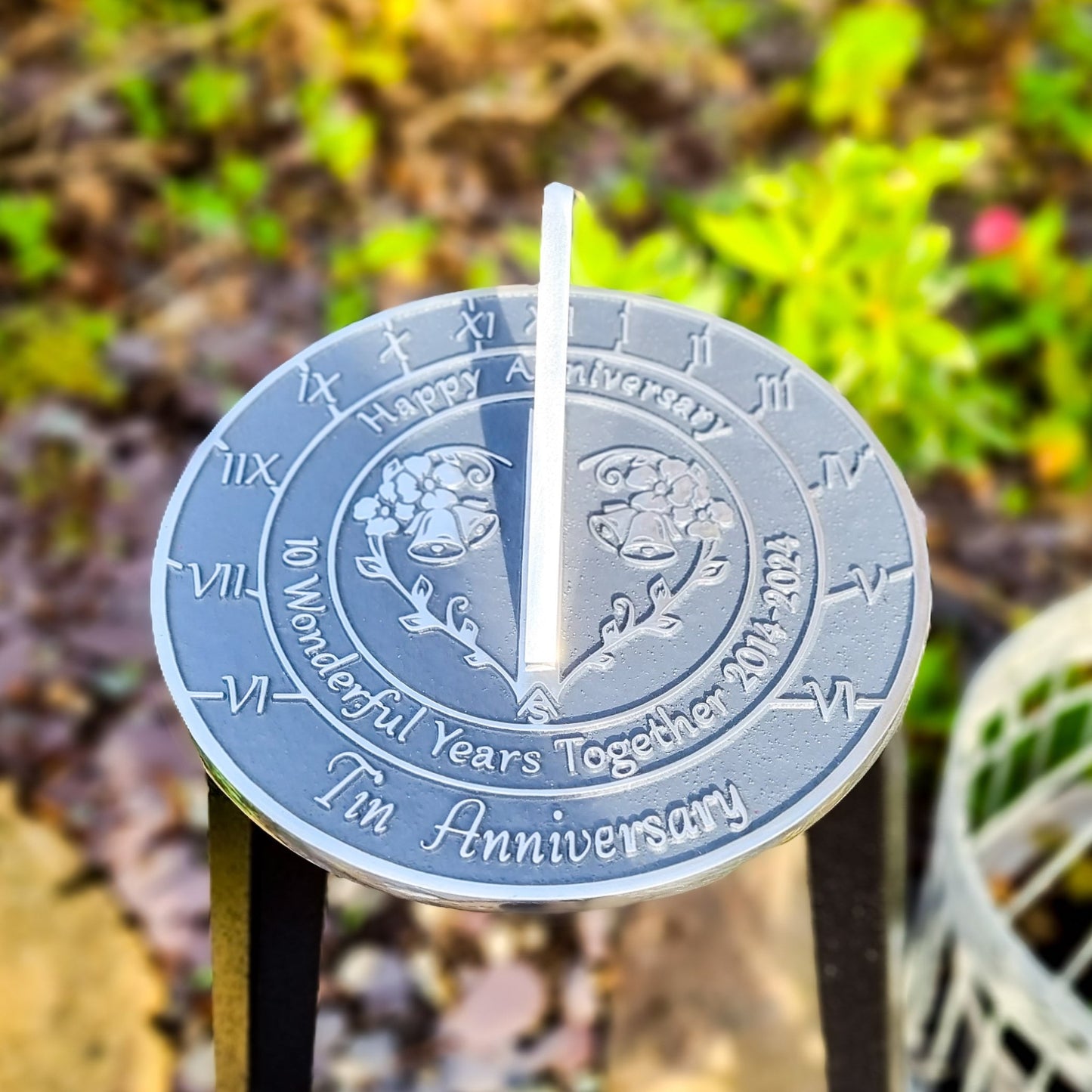 Tin 10th Anniversary Sundial Gift - The Metal Foundry