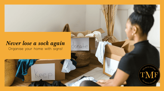 Never lose a sock again! Organise your home with signs! - The Metal Foundry