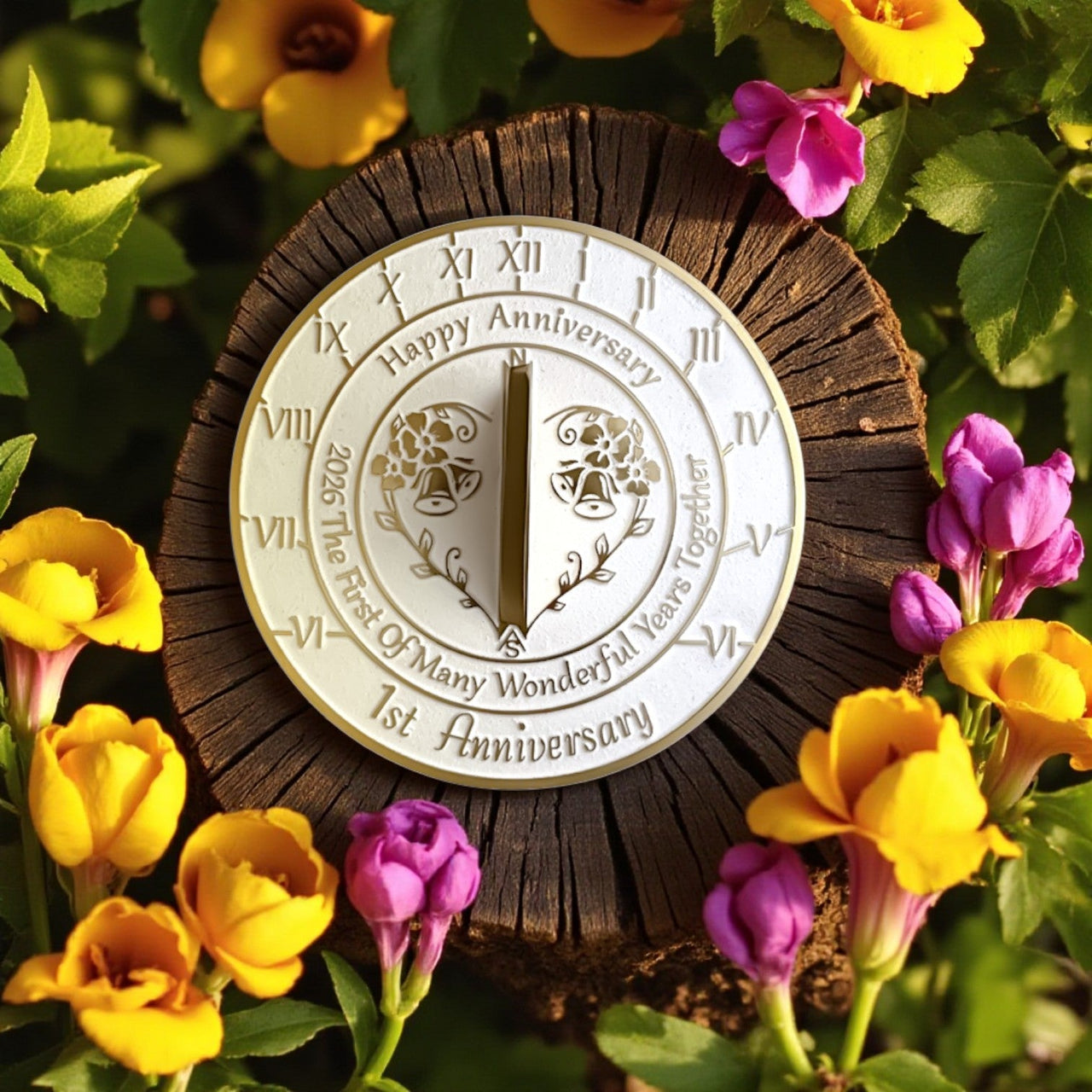 1st Wedding Anniversary Sundial Gift - The Metal Foundry