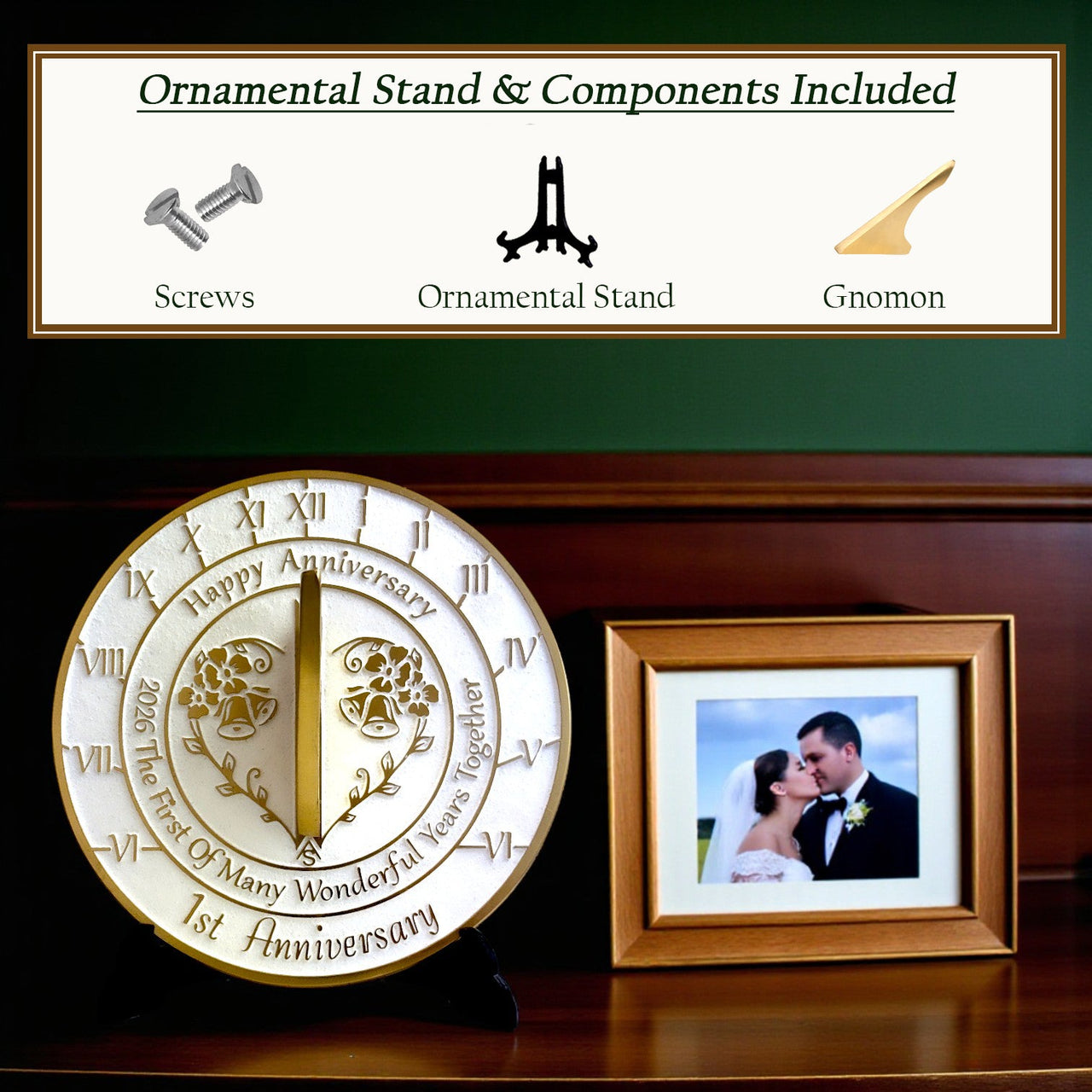 1st Wedding Anniversary Sundial Gift - The Metal Foundry