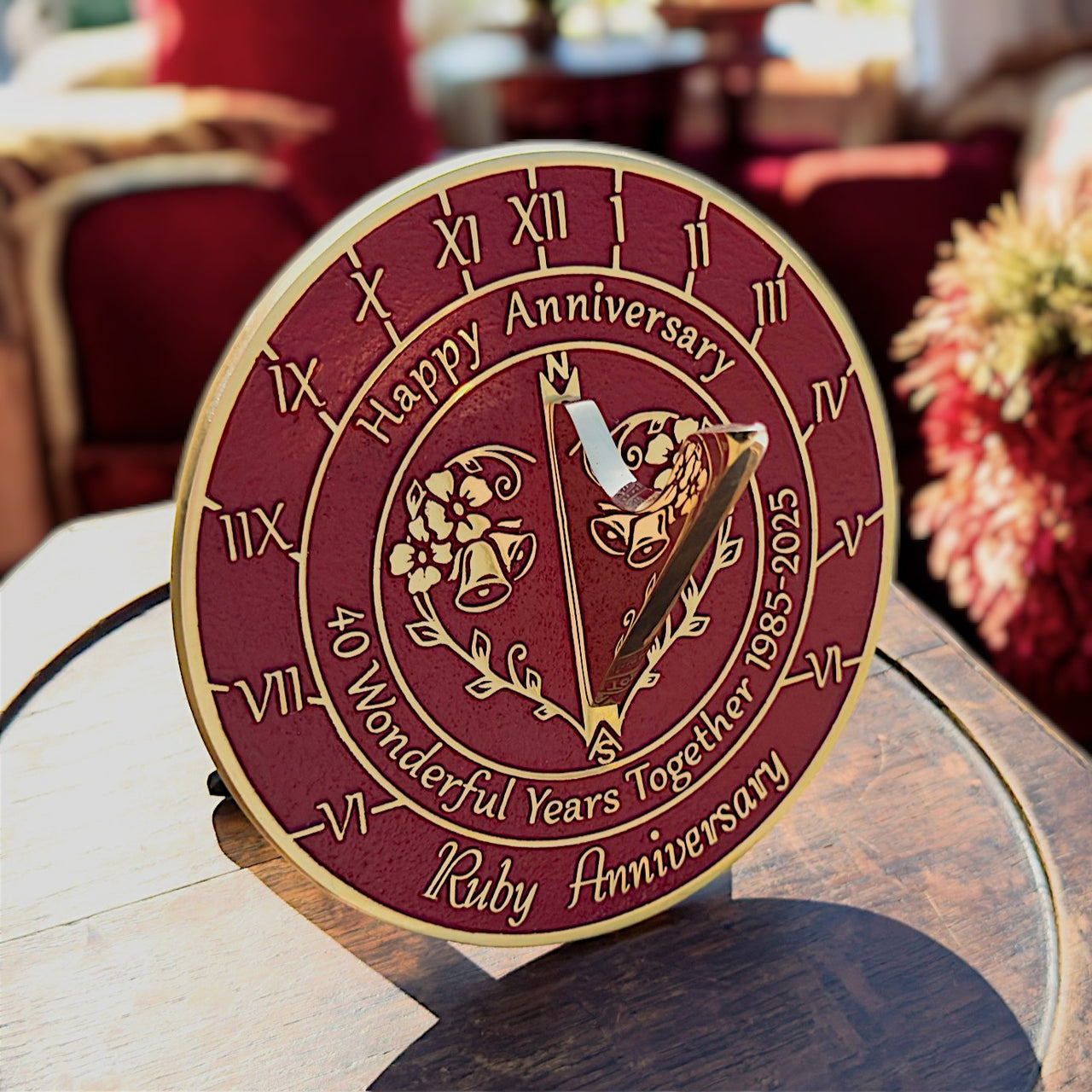 Ruby 40th Anniversary Sundial Gift