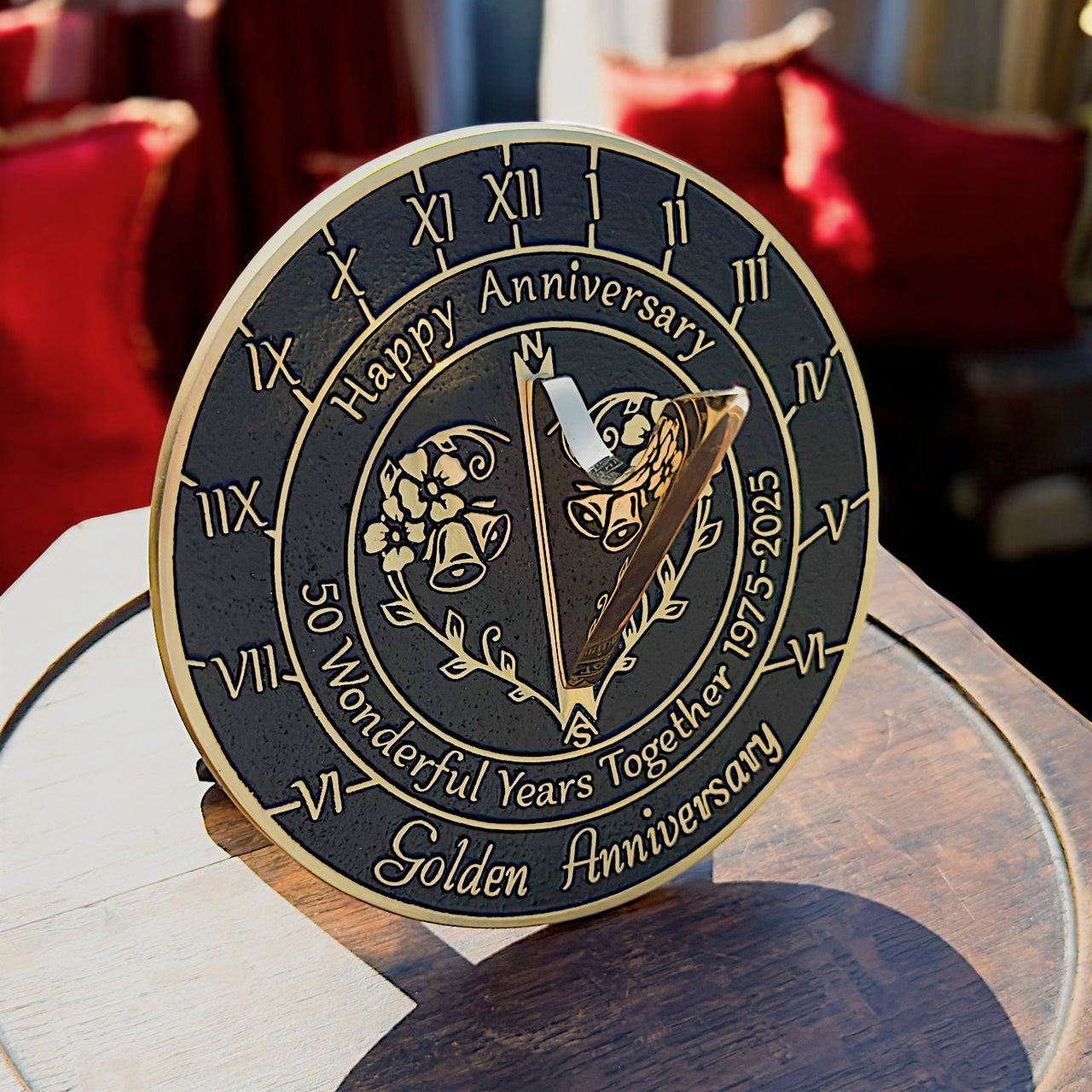 Golden 50th Anniversary Sundial Gift
