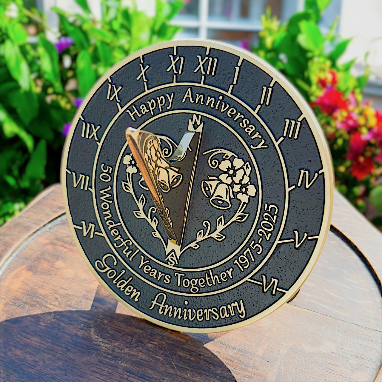 Golden 50th Anniversary Sundial Gift