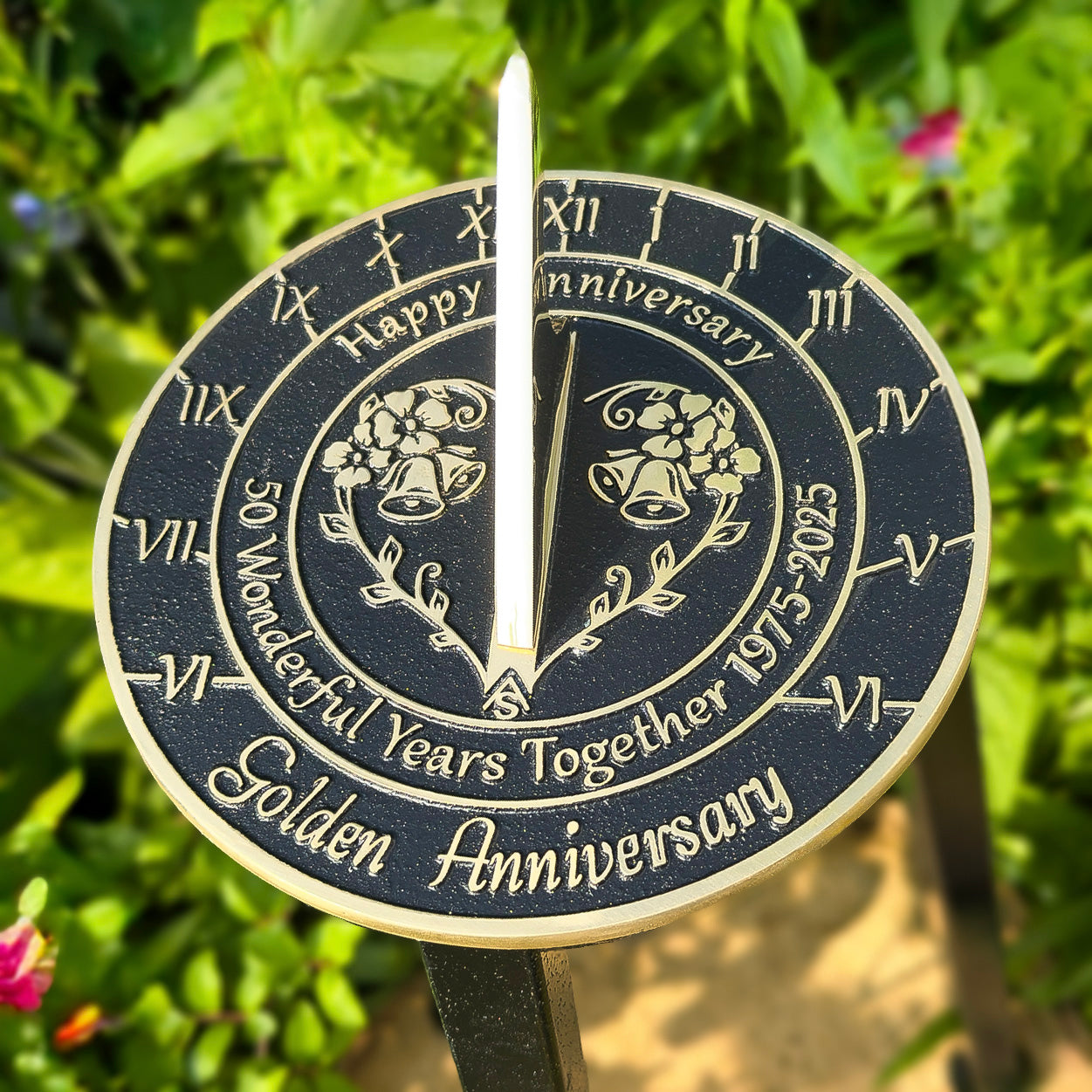 Golden 50th Anniversary Sundial Gift