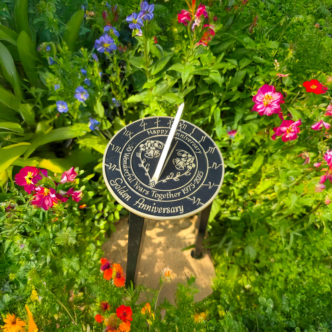 Golden 50th Anniversary Sundial Gift