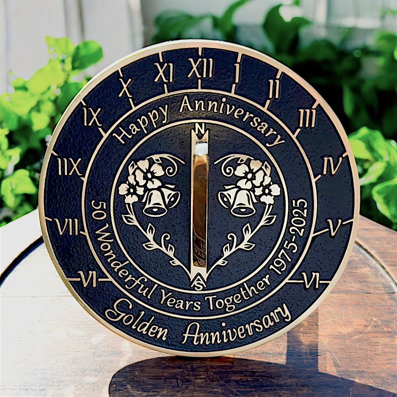 Golden 50th Anniversary Sundial Gift
