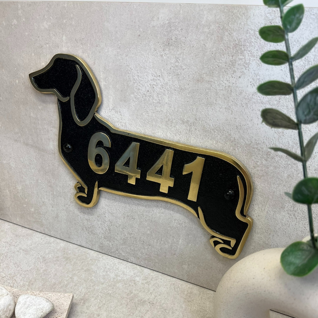 Dachshund House Number Sign