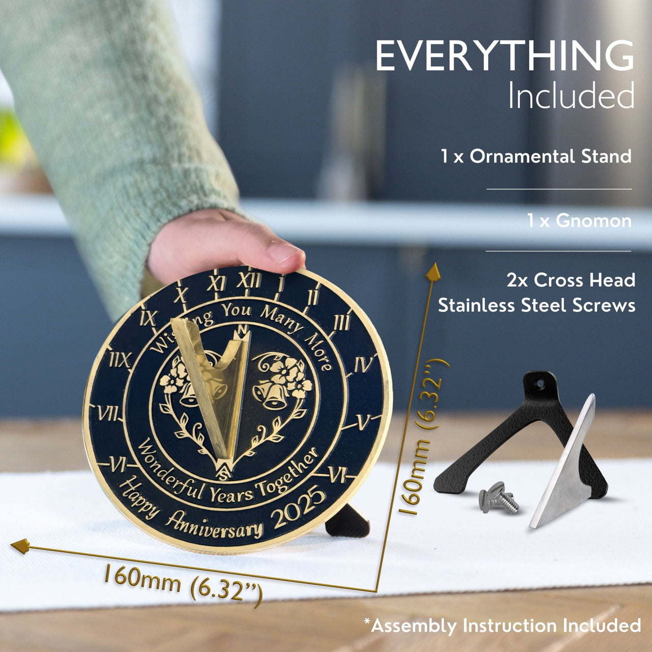 Anniversary Sundial Gift ‘Wonderful Years Together’ - The Metal Foundry