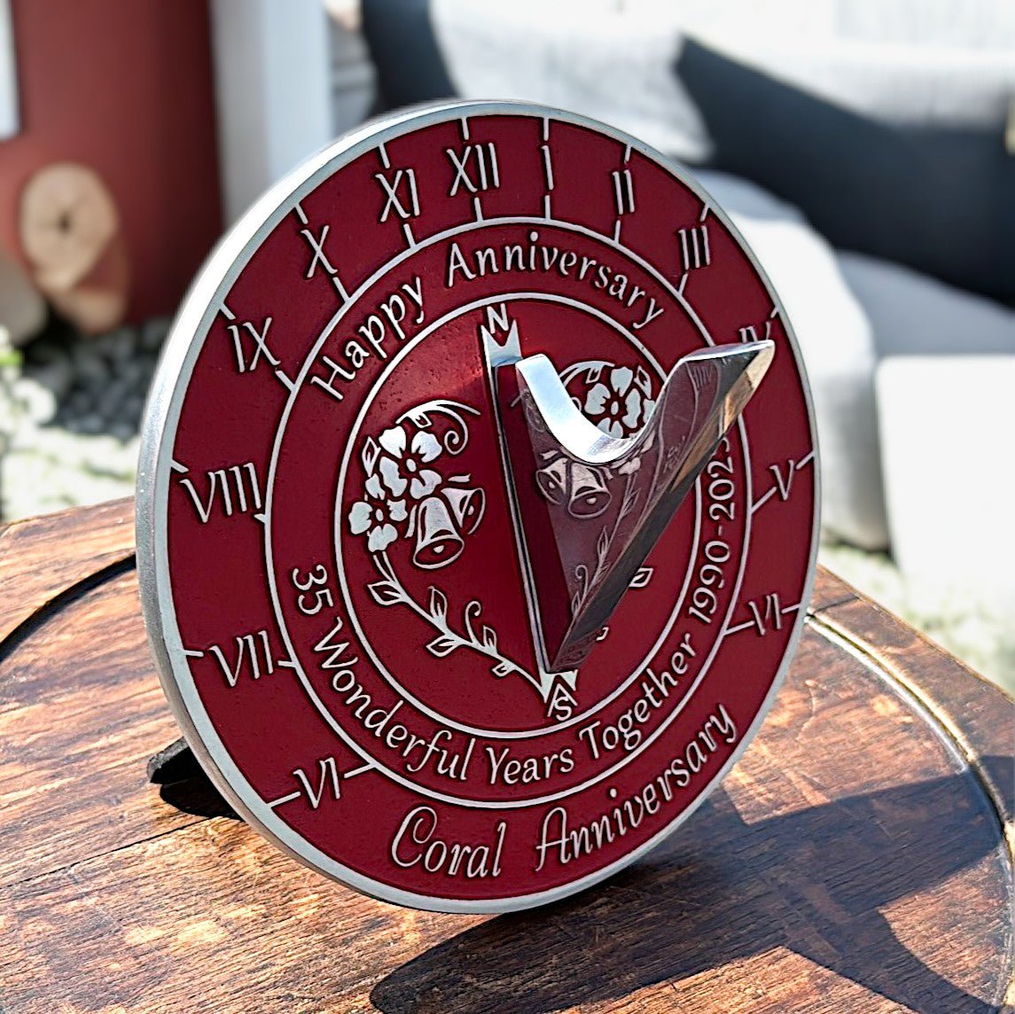 Coral 35th Anniversary Sundial Gift - The Metal Foundry