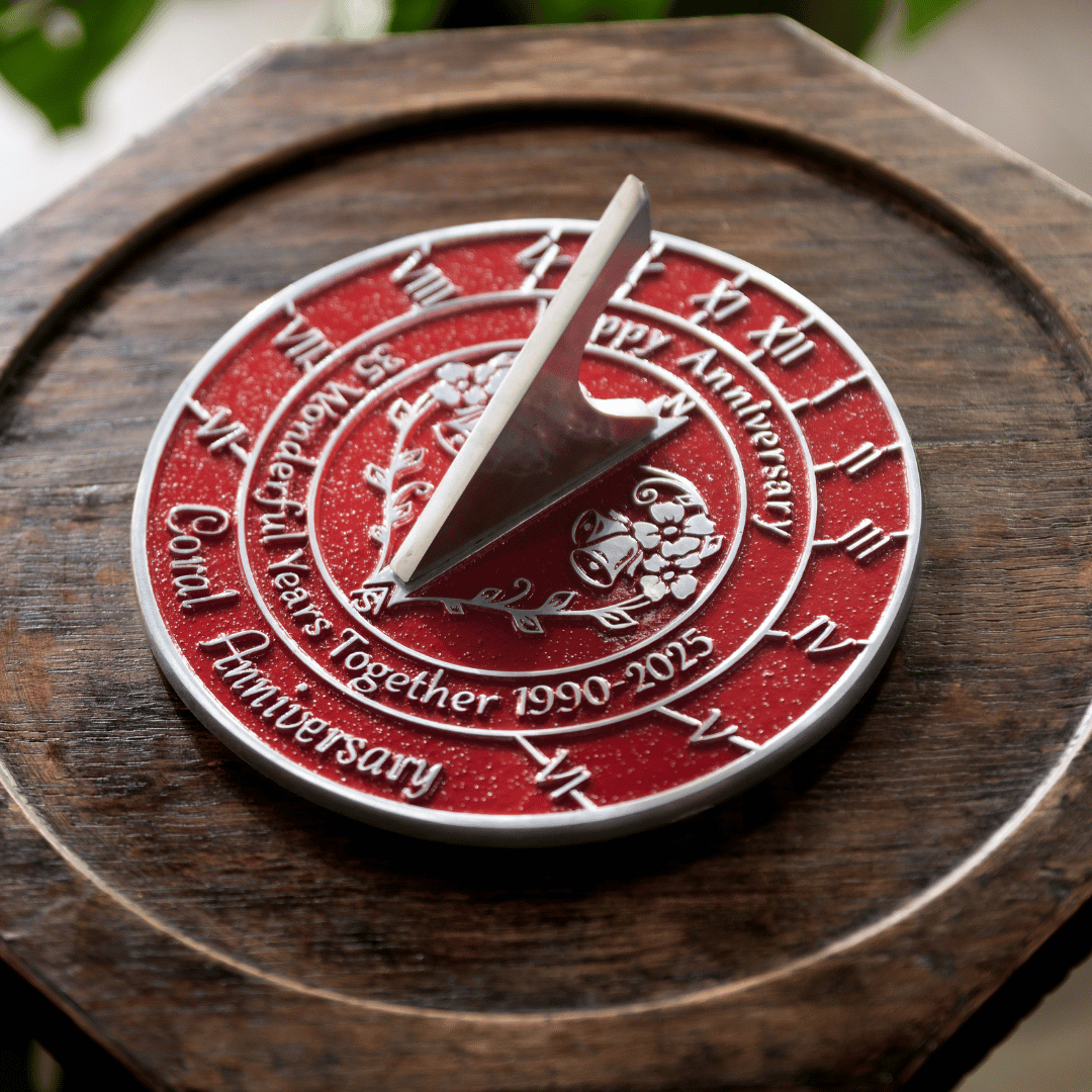 Coral 35th Anniversary Sundial Gift - The Metal Foundry