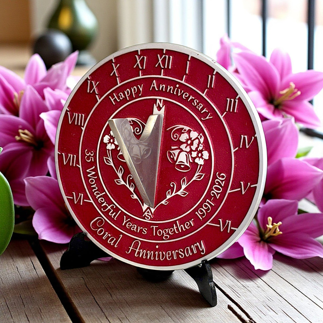 Coral 35th Anniversary Sundial Gift - The Metal Foundry