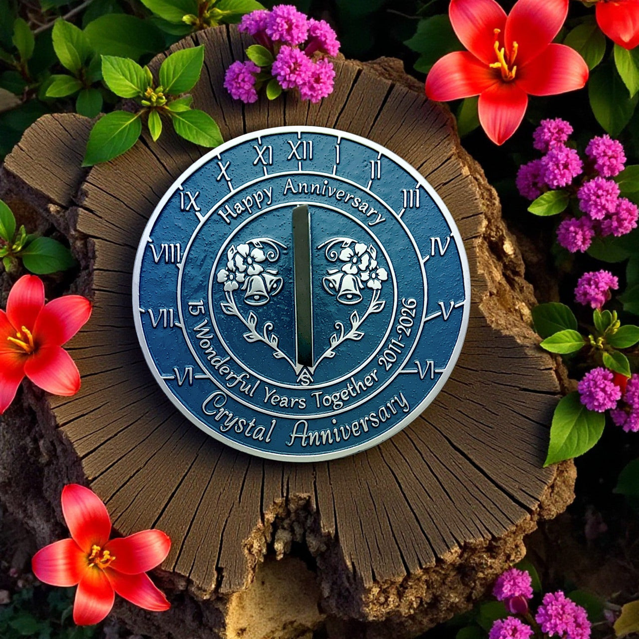 Crystal 15th Anniversary Sundial Gift - The Metal Foundry