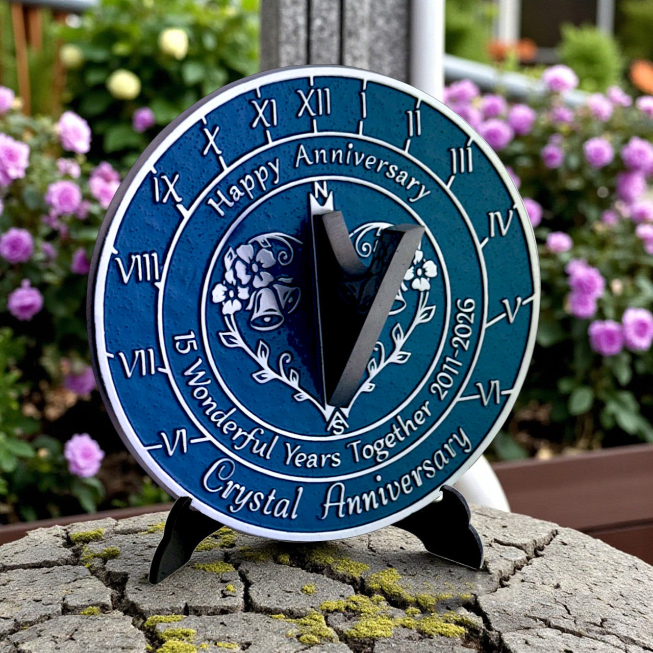 Crystal 15th Anniversary Sundial Gift - The Metal Foundry